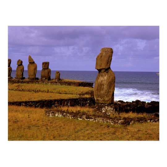 Tahai Platform Moai Statue Abstracts Easter Postcard