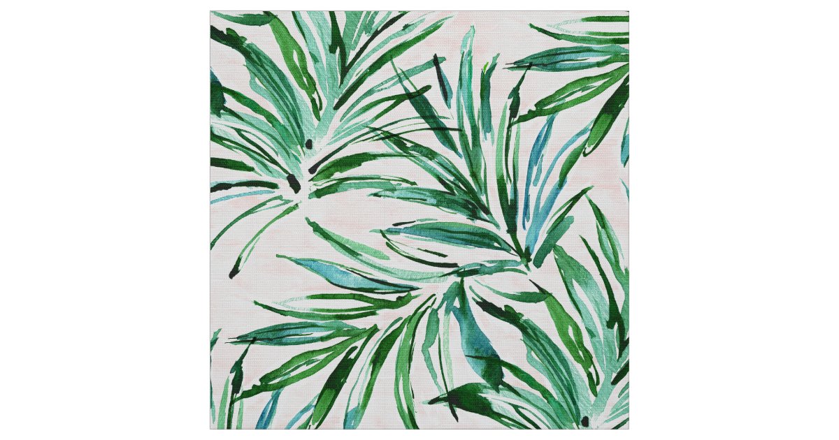 TAHITI DREAMS Blush Palms Fabric | Zazzle