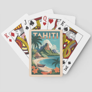 Tahiti French Polynesia Illustration Travel Art Poker Cards