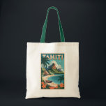 Tahiti French Polynesia Illustration Travel Art Tote Bag<br><div class="desc">Tahiti retro vector travel design. Tahiti is the largest island in French Polynesia,  the South Pacific archipelago.</div>