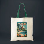Tahiti French Polynesia Illustration Travel Art Tote Bag<br><div class="desc">Tahiti retro vector travel design. Tahiti is the largest island in French Polynesia,  the South Pacific archipelago.</div>