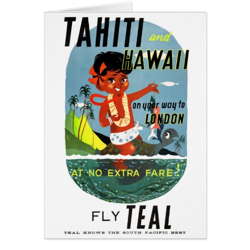 Tahiti Hawaii Vintage Travel Poster Restored