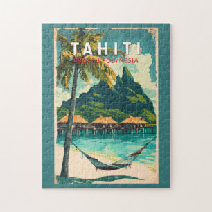 Tahiti Illustration Travel Art Vintage Jigsaw Puzzle