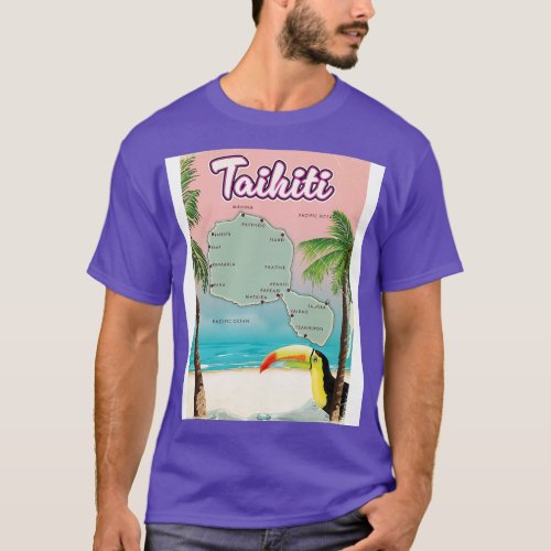 Tahiti Retro travel map T_Shirt