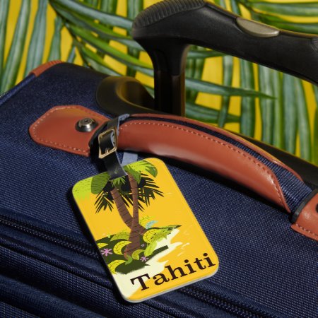 Tahiti Retro Travel Poster Canvas Print Luggage Tag