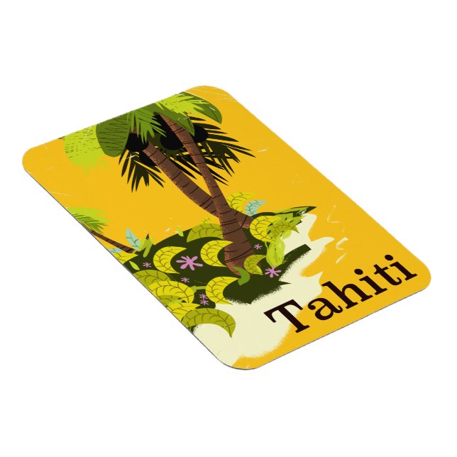 Tahiti Retro travel poster Magnet (Right Side)