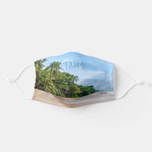 Tahiti Sand Beach Blue Sky Palm Trees Adult Cloth Face Mask