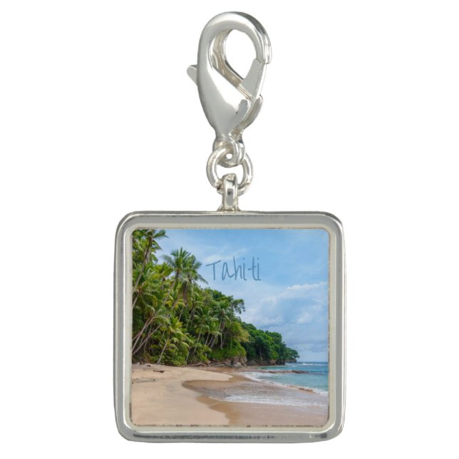 Tahiti Sand Beach Blue Sky Palm Trees Charm (Front)