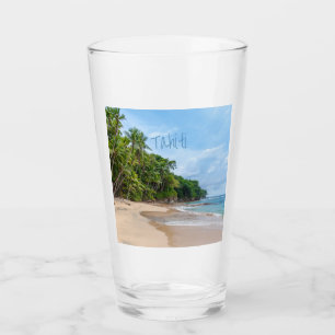 Tahiti Sand Beach Blue Sky Palm Trees Glass