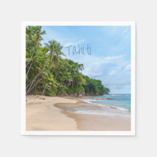 Tahiti Sand Beach Blue Sky Palm Trees Napkins