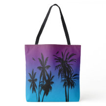 Tahiti Sunset Haze Black Palm Trees Circling Hawk