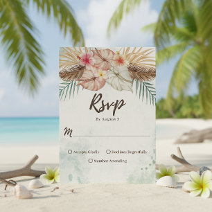 Tahiti   Tropical Beach Destination Wedding  RSVP Card