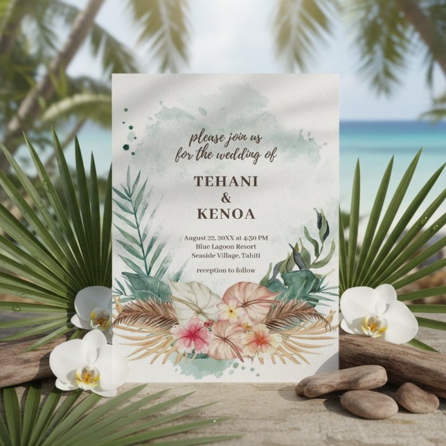 Tahiti | Tropical Beach Island Wedding  Invitation (Creator Uploaded)