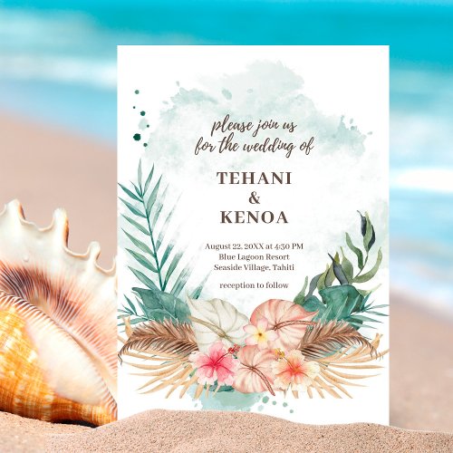 Tahiti  Tropical Beach Island Wedding  Invitation