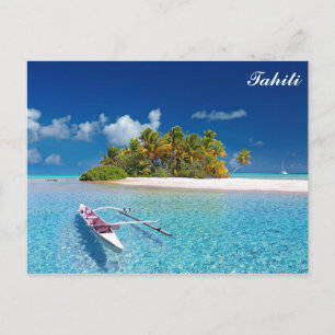 Tahiti Tropical Beach Travel Photo Postcard