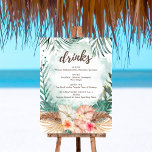 Tahiti | Tropical Beach Wedding Drinks Foam Board<br><div class="desc">Invite your guests to enjoy a drink with this island theme foam board bar sign featuring watercolor hibiscus,  flamingo and jasmine flowers and palm leaf foliage. Personalize it with your beverage options. Perfect for tropical,  beach,  destination,  tiki and luau themes.</div>