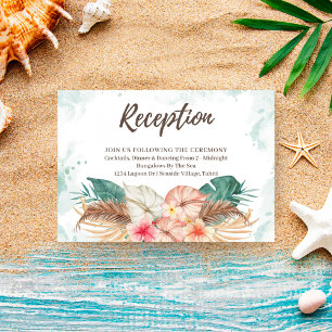 Tahiti Tropical Floral & Palms Wedding Reception Enclosure Card