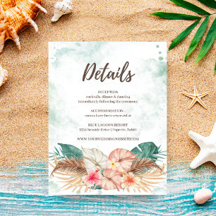Tahiti Tropical Island Beach Wedding Details Enclosure Card