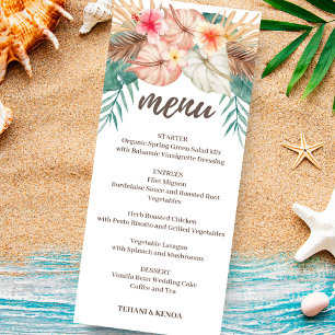 Tahiti Tropical Island Floral Wedding Menu