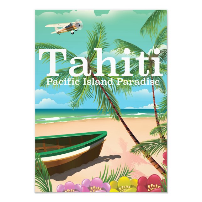 Tahiti vintage beach travel poster (Front)