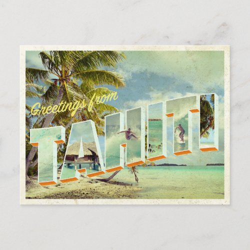 Tahiti vintage photo postcard