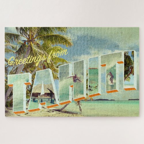Tahiti vintage photo postcard jigsaw puzzle