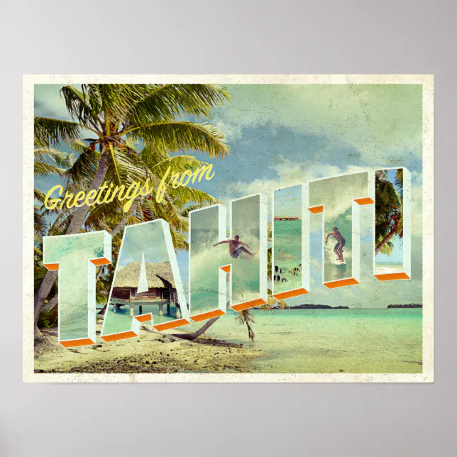 Tahiti vintage photo postcard poster | Zazzle