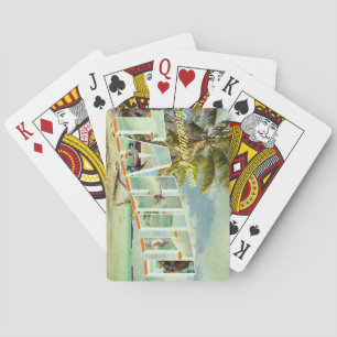 Tahiti vintage postcard with text poker cards