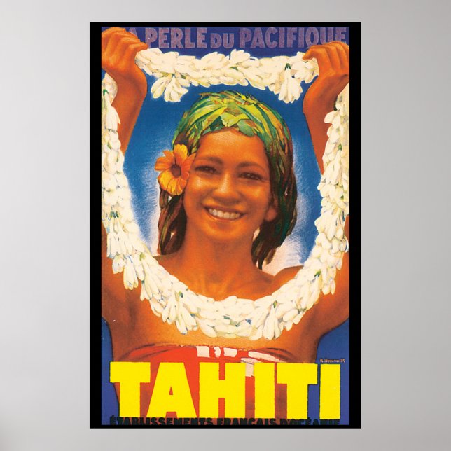 Tahiti Vintage Travel Poster (Front)