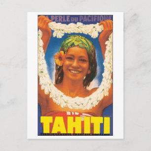 Tahiti Vintage Travel Poster Postcard