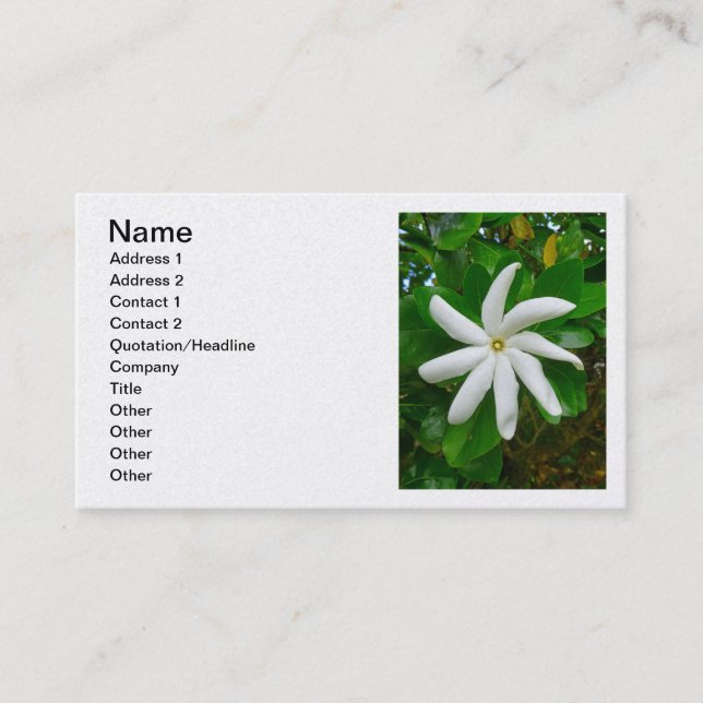 Tahitian Gardenia Business Card (Front)