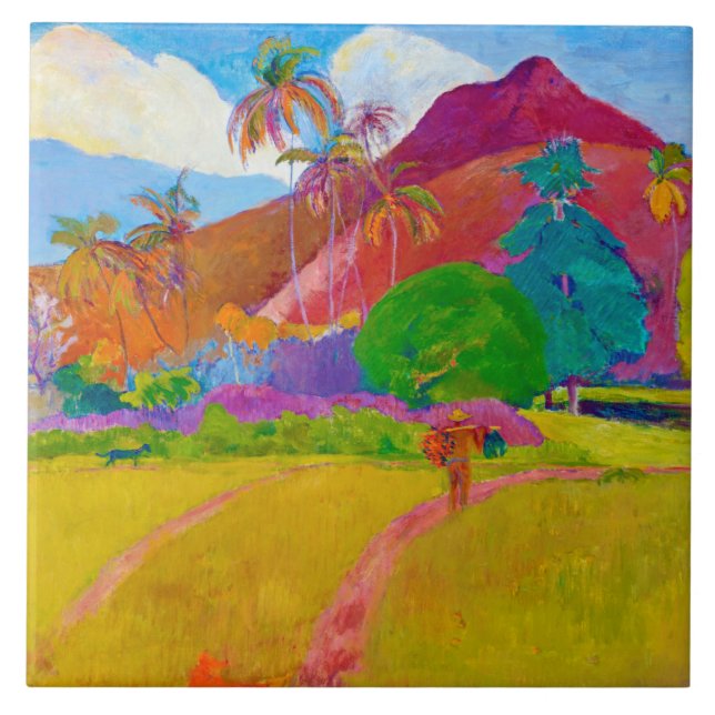 Tahitian Landscape, Gauguin Ceramic Tile (Front)