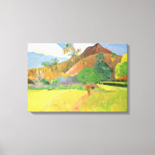 Tahitian Landscape, Mountains Tahiti, Paul Gauguin Canvas Print