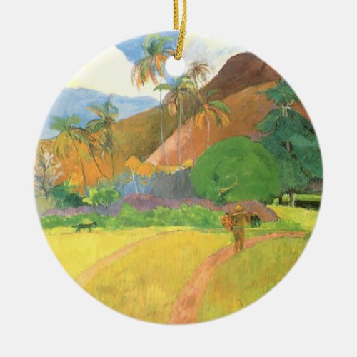Tahitian Landscape Mountains Tahiti Paul Gauguin Ceramic Ornament
