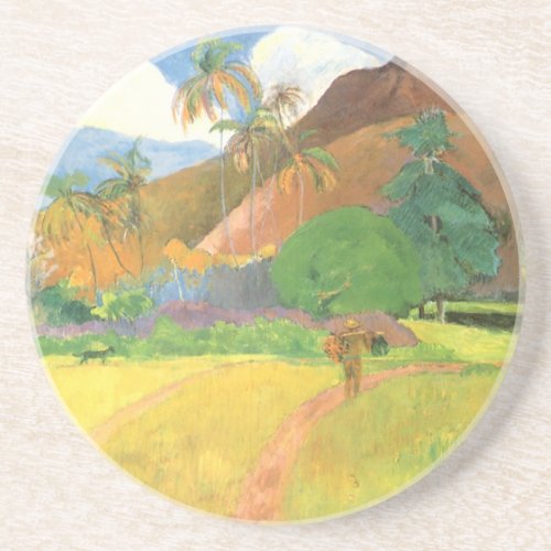 Tahitian Landscape Mountains Tahiti Paul Gauguin Coaster