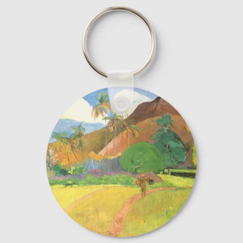 Tahitian Landscape Mountains Tahiti Paul Gauguin Keychain