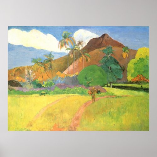 Tahitian Landscape Mountains Tahiti Paul Gauguin Poster