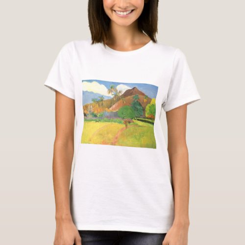 Tahitian Landscape Mountains Tahiti Paul Gauguin T_Shirt