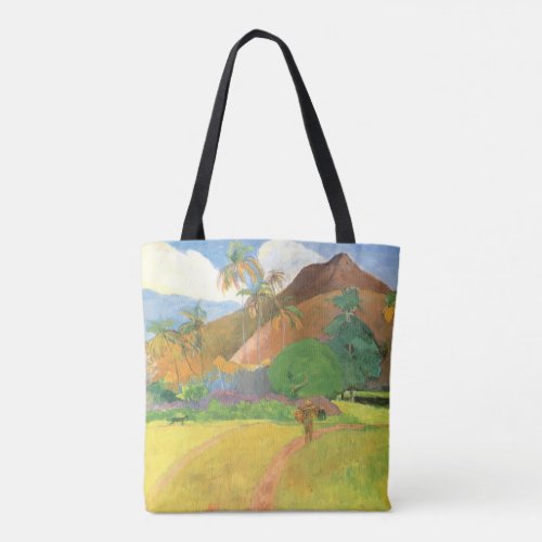 Tahitian Landscape Mountains Tahiti Paul Gauguin Tote Bag