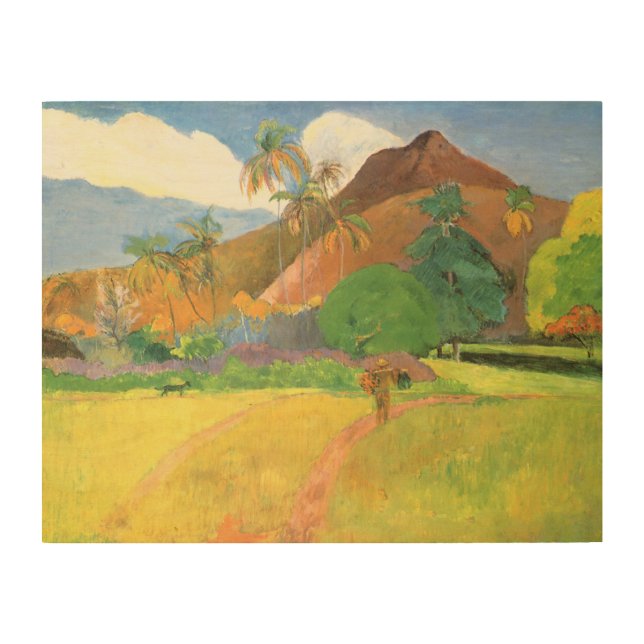 Tahitian Landscape, Mountains Tahiti, Paul Gauguin Wood Wall Art (Front)