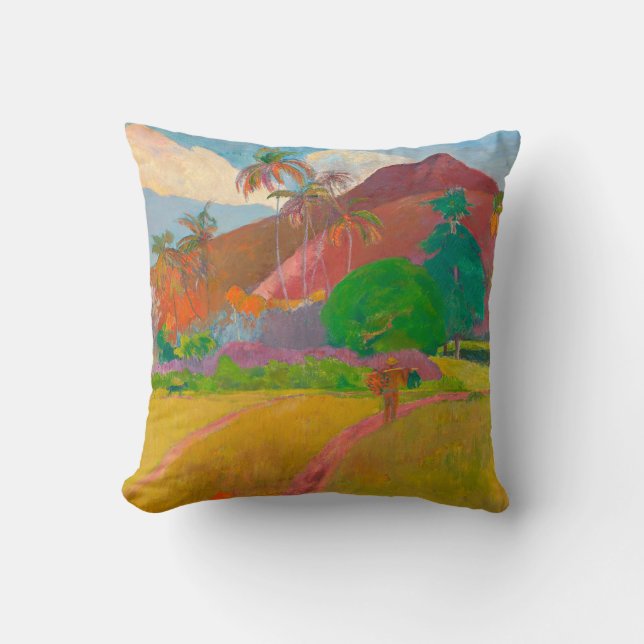 Tahitian Landscape Paul Gauguin Post-Impressionist Throw Pillow (Front)