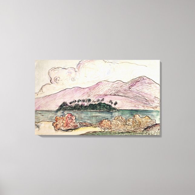 Tahitian Landscape (w/c on paper) Canvas Print (Front)