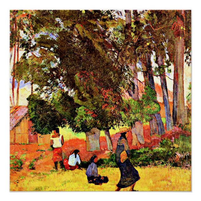 Tahitian Village, famous painting by Paul Gauguin Poster (Front)