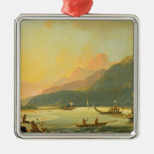 Tahitian War Galleys in Matavai Bay, Tahiti, 1766 Metal Ornament