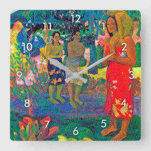 Tahitian Women, Gauguin Square Wall Clock