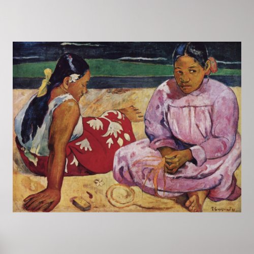 Tahitian Women on Beach by Gauguin Poster