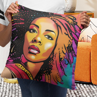 Tahlia Beautiful Black Woman Pop Art Style Throw Pillow