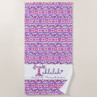 Tahlulah name meaning flower heart pink towel