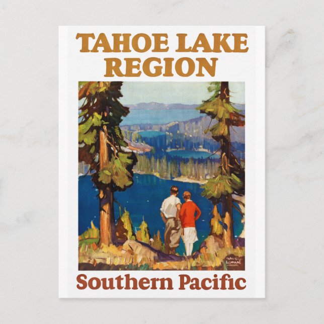 Tahoe USA Vintage Travel Poster Restored Postcard (Front)