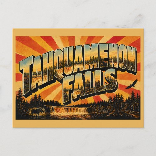 Tahquamenon Falls Michigan Waterfall Old Growth Postcard